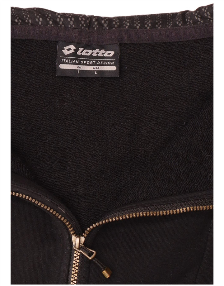 Lotto Womens Zip Hoodie Sweater UK 14 Large Black