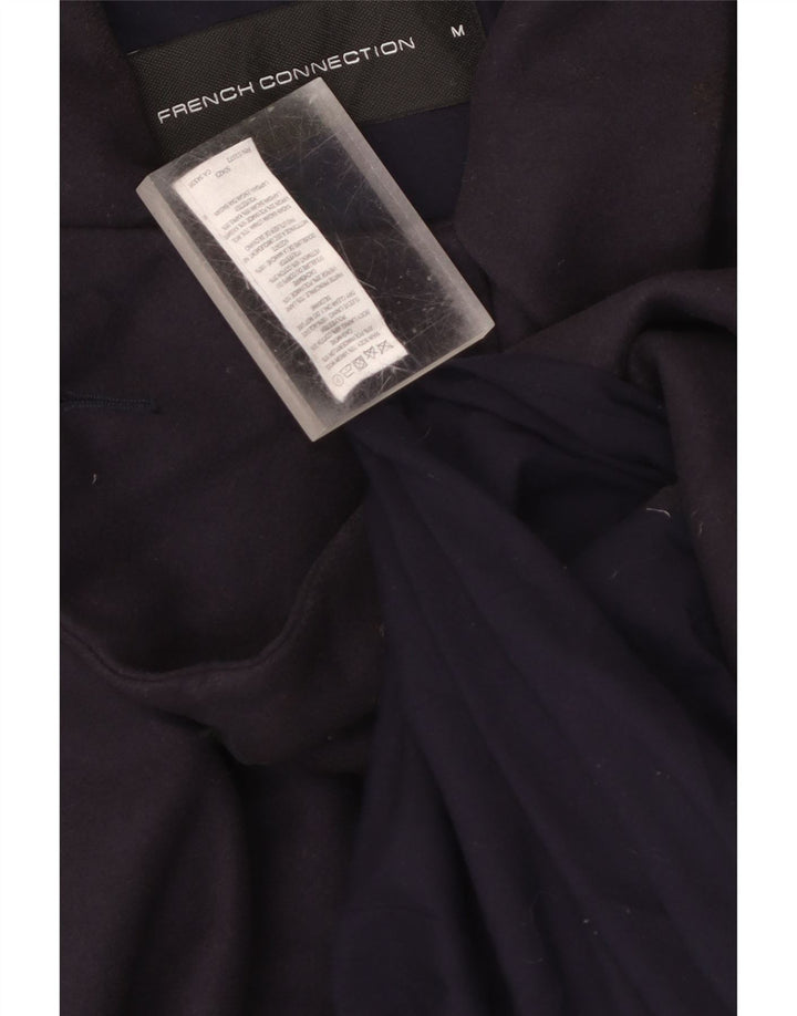 French Connection Mens Trench Coat UK 38 Medium Navy Blue Virgin Wool