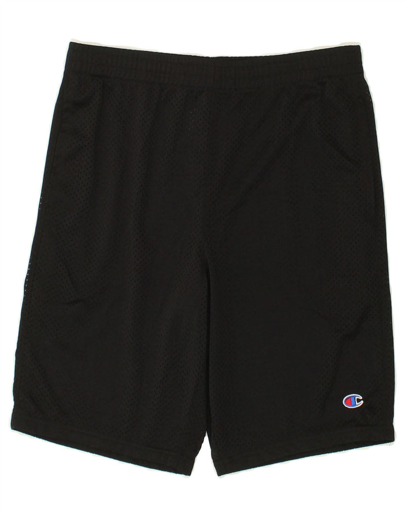 CHAMPION Mens Sport Shorts Large Black Polyester | Vintage Champion | Thrift | Second-Hand Champion | Used Clothing | Messina Hembry 