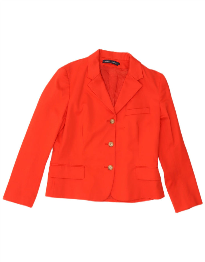 Ralph Lauren Womens 3 Button Blazer Jacket US 14 XL Red Cotton