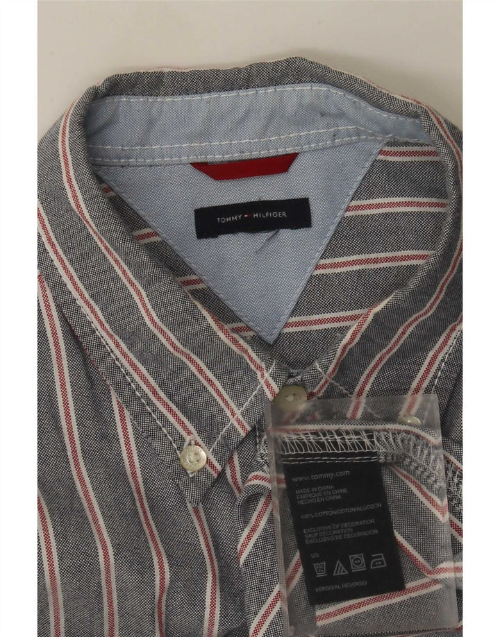 Tommy Hilfiger Mens Shirt Medium Grey Pinstripe Cotton