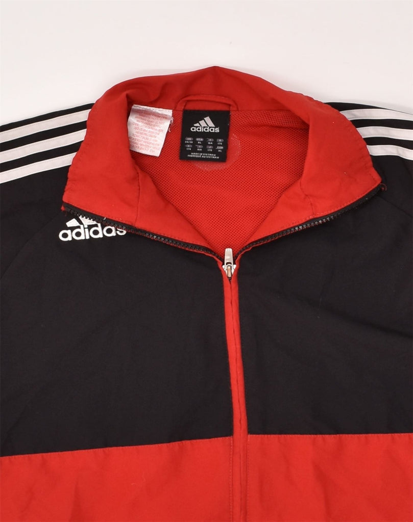 ADIDAS Boys Tracksuit Top Jacket 15-16 Years Red Colourblock Polyester | Vintage Adidas | Thrift | Second-Hand Adidas | Used Clothing | Messina Hembry 