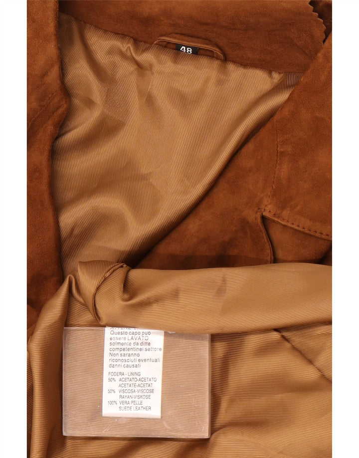 Vintage Mens 3 Button Suede Blazer Jacket IT 48 Medium Brown Leather