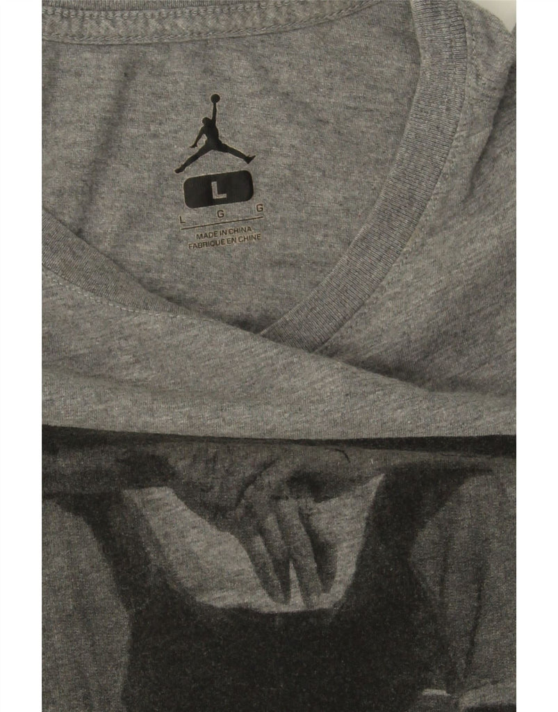 JORDAN Mens Graphic T-Shirt Top Large Grey Cotton Vintage Jordan and Second-Hand Jordan from Messina Hembry 