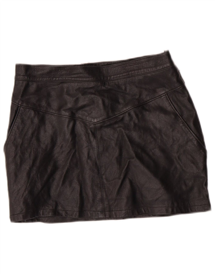 EMBASSY Womens High Waist Leather Skirt IT 46 Large W26 Black Leather