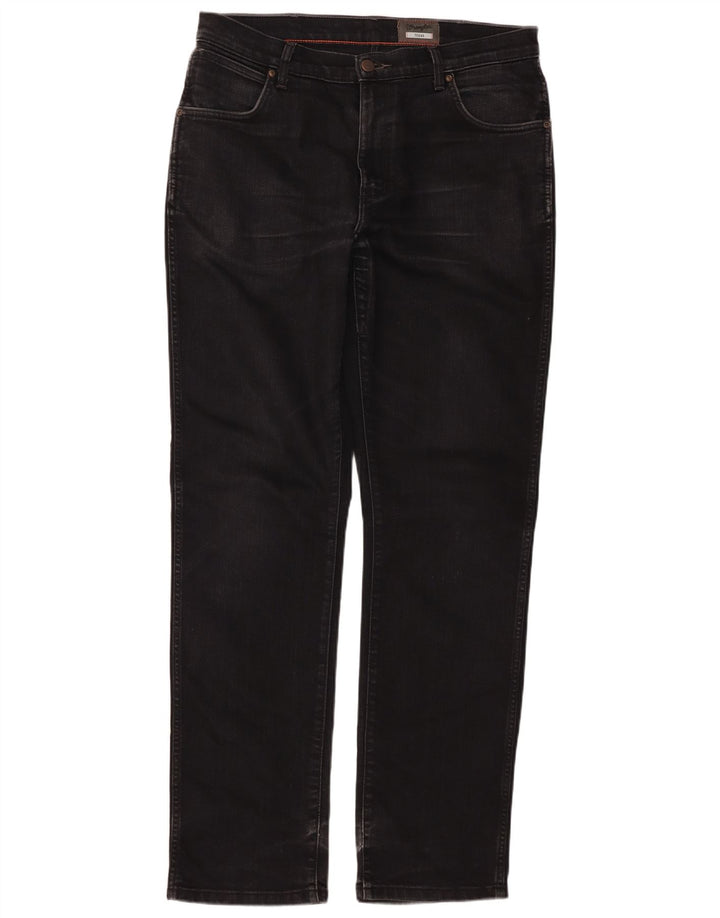 Wrangler Mens Texas Stretch Straight Jeans W36 L34 Black Cotton