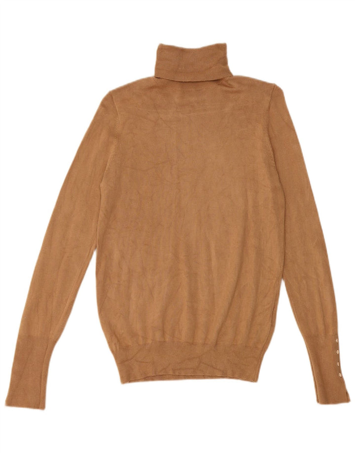 Zara Womens Roll Neck Jumper Sweater UK 10 Small Brown Viscose