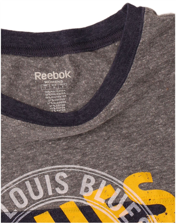 Reebok Womens Graphic T-Shirt Top UK 14 Large Navy Blue Polyester