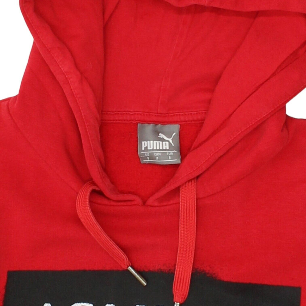 AC Milan Puma Mens Red Hoodie | Italian Football Hooded Sweatshirt Hoody Serie A | Vintage Messina Hembry | Thrift | Second-Hand Messina Hembry | Used Clothing | Messina Hembry 