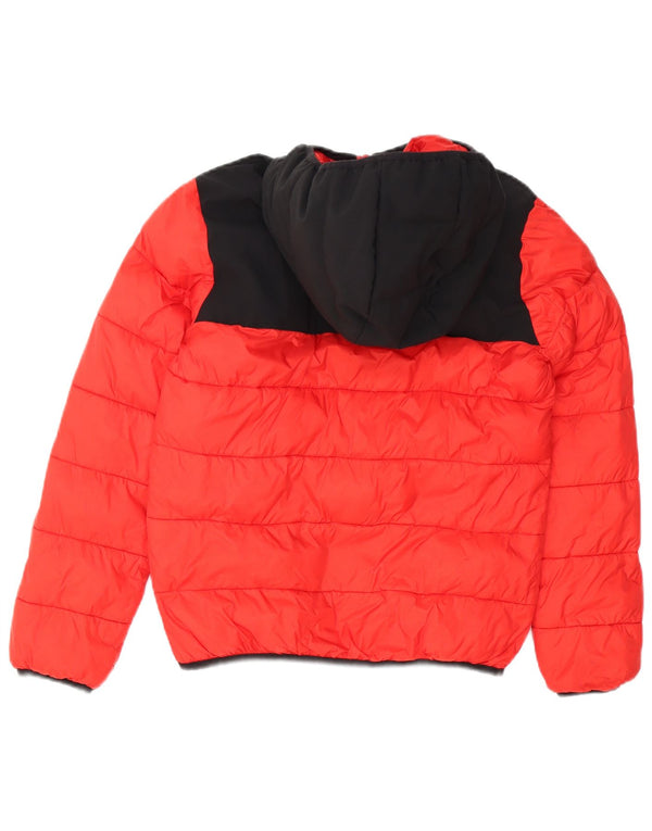 CHAMPION Boys Hooded Padded Jacket 11-12 Years Large  Red Colourblock