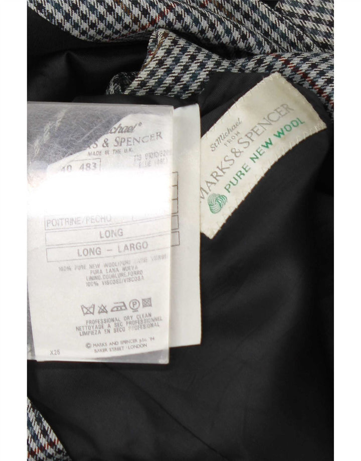 Marks & Spencer Mens 2 Button Blazer Jacket UK 46 XL Blue Check Wool