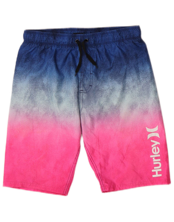 Hurley Boys Swimming Shorts 12-13 Years Large Pink Colourblock Polyester