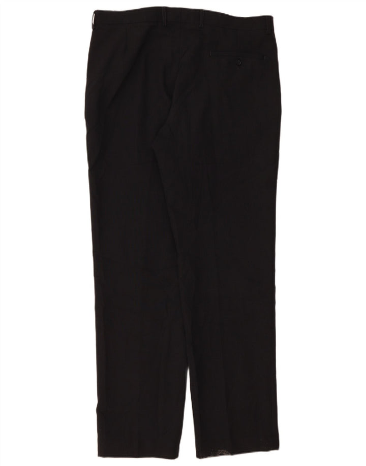 Marks & Spencer Mens Straight Suit Trousers W36 L33 Black Polyester