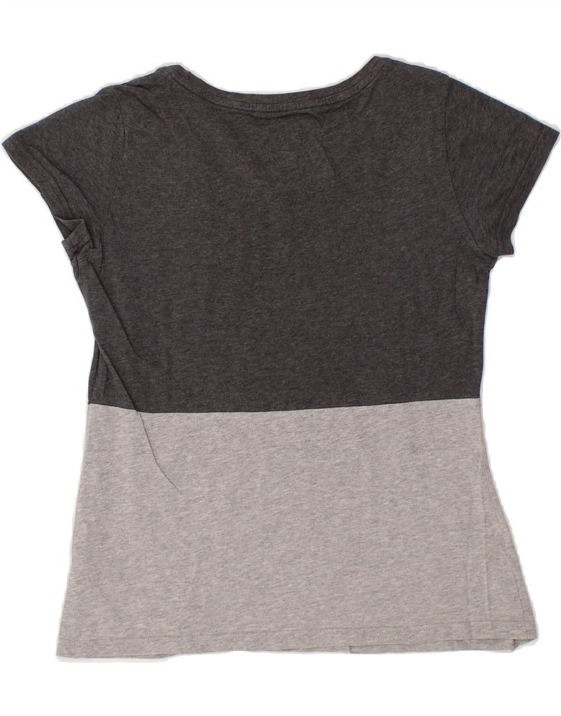 ADIDAS Womens Neo Graphic T-Shirt Top UK 14 Large Grey Colourblock Cotton Vintage Adidas and Second-Hand Adidas from Messina Hembry 