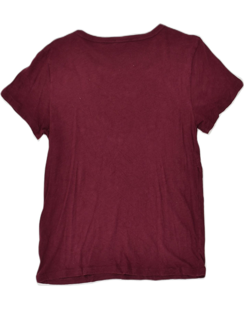 J. CREW Womens Graphic T-Shirt Top UK 12 Medium Burgundy Cotton | Vintage J. Crew | Thrift | Second-Hand J. Crew | Used Clothing | Messina Hembry 