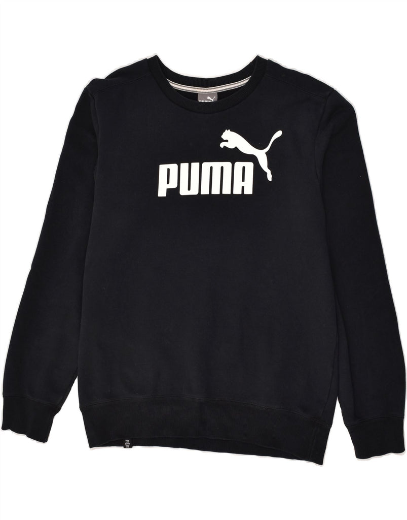 PUMA Mens Graphic Sweatshirt Jumper Small Black Cotton | Vintage Puma | Thrift | Second-Hand Puma | Used Clothing | Messina Hembry 