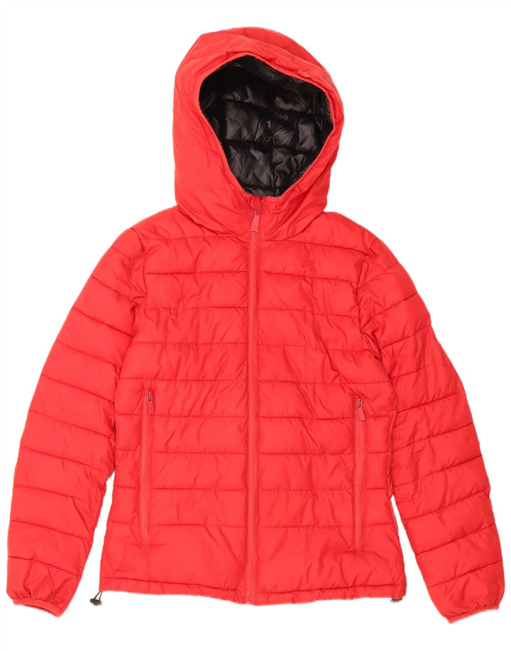Pyrex Womens Graphic Hooded Padded Jacket UK 10 Small Red Polyester