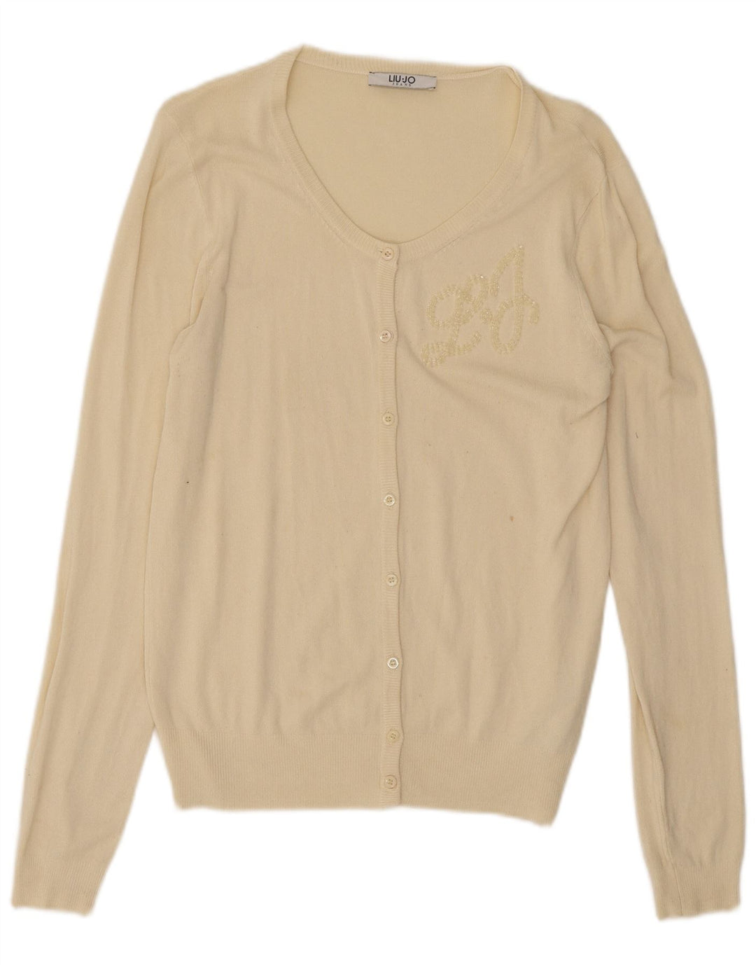 Liu Jo Womens Oversized Cardigan Sweater UK 10 Small Off White Viscose