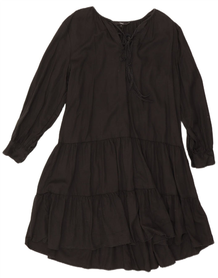 Next Womens Long Sleeve Oversized Tiered Dress UK 10 Small Black