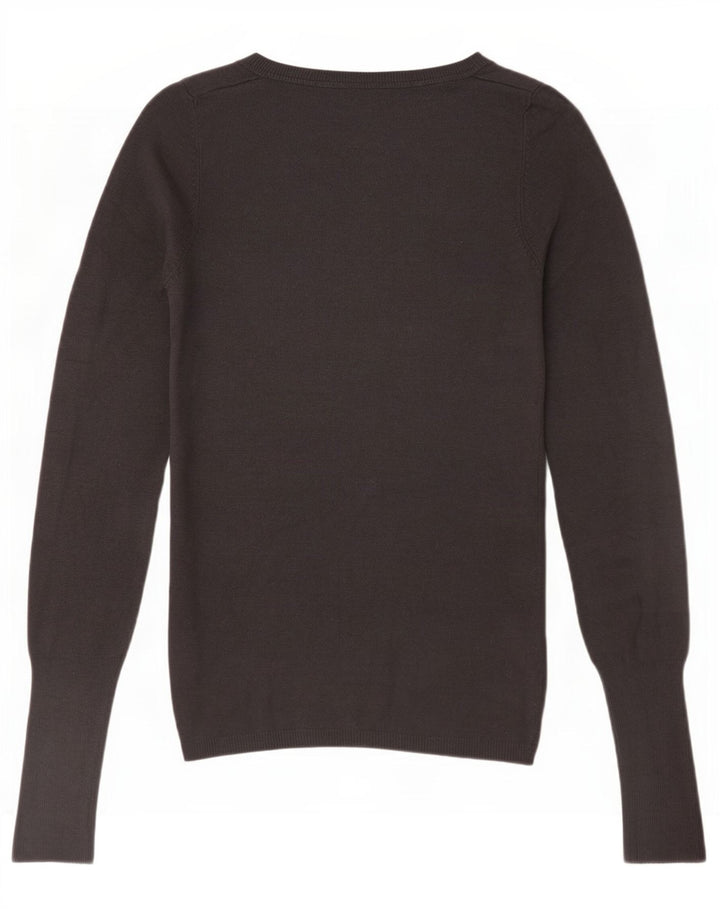 Zara Womens V-Neck Jumper Sweater UK 8 Small Grey