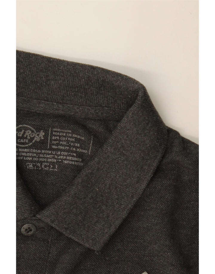 HARD ROCK CAFE Mens Cape Town Graphic Polo Shirt Medium Grey Cotton