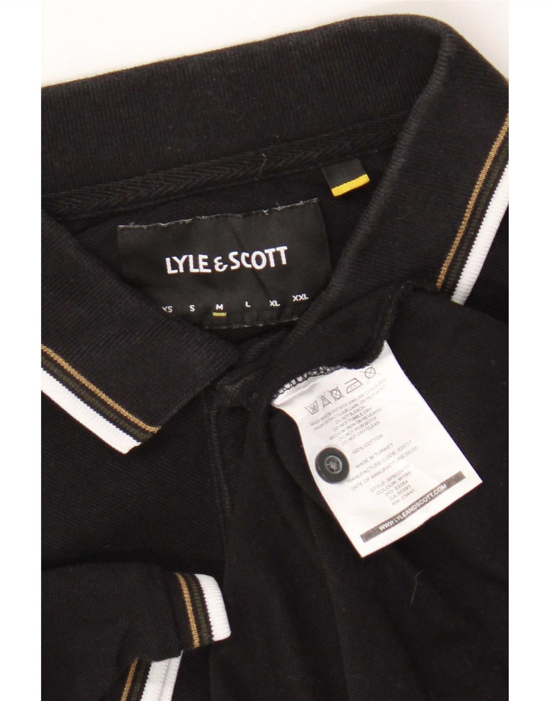 Lyle & Scott Mens Polo Shirt Medium Black Striped Cotton
