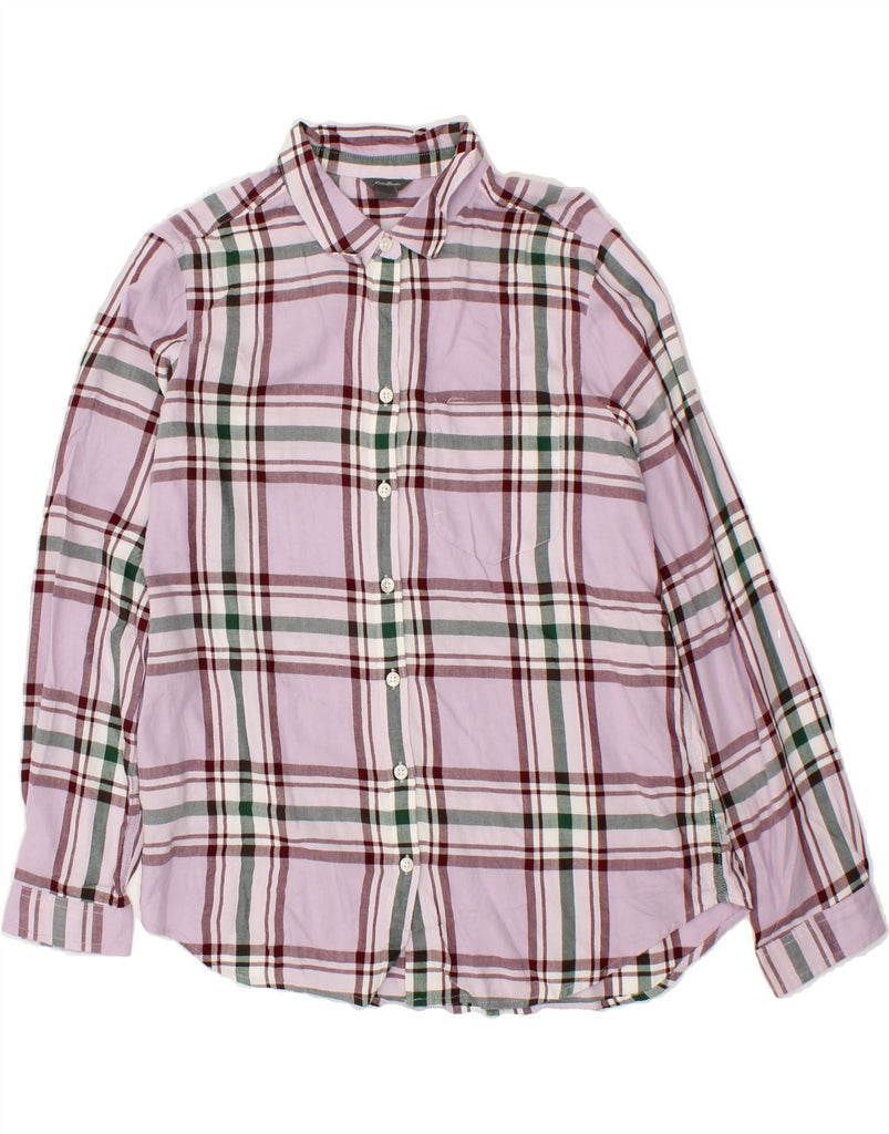 EDDIE BAUER Womens Shirt UK 14 Medium Pink Check Cotton | Vintage Eddie Bauer | Thrift | Second-Hand Eddie Bauer | Used Clothing | Messina Hembry 