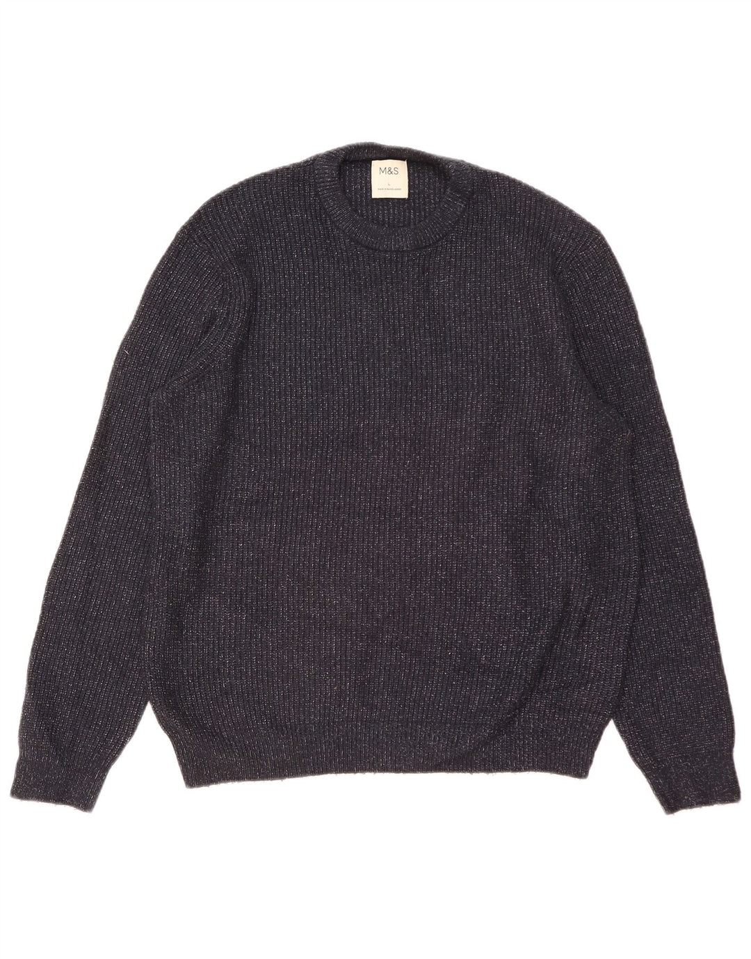 Marks & Spencer Mens Crew Neck Jumper Sweater Large Navy Blue Flecked