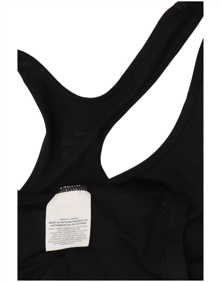 Nike Womens Dri Fit Graphic Vest Top UK 10 Small Black Polyester