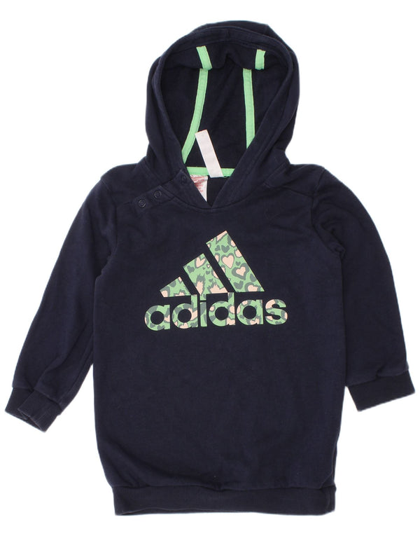 Adidas Baby Girls Graphic Hoodie Jumper 18-24 Months Navy Blue Cotton