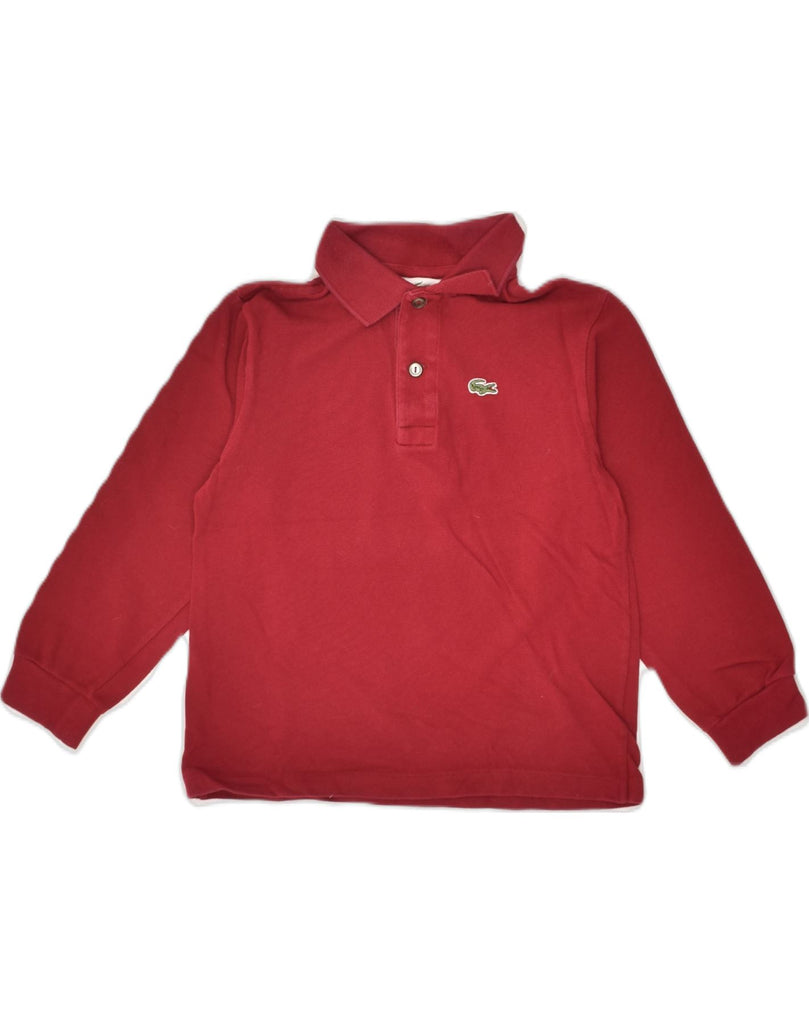 LACOSTE Boys Long Sleeve Polo Shirt 7-8 Years Red Cotton | Vintage Lacoste | Thrift | Second-Hand Lacoste | Used Clothing | Messina Hembry 