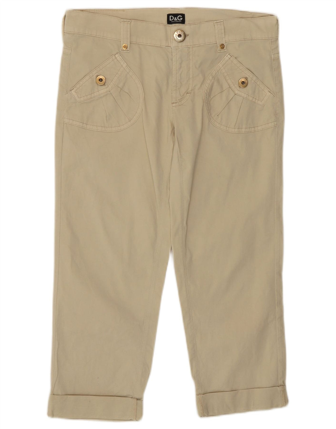 Dolce & Gabbana Womens Capri Trousers IT 40 Small W26 L20 Beige
