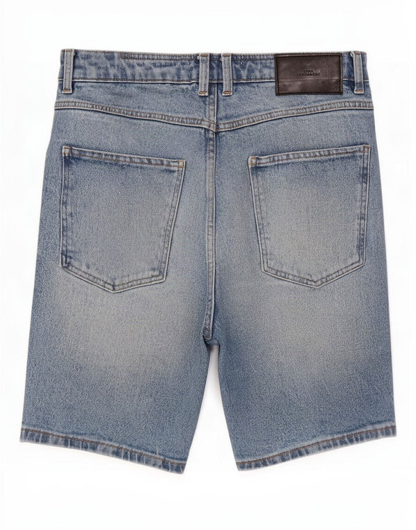 Zara Mens Denim Shorts EU 42 Large W32 Blue Cotton
