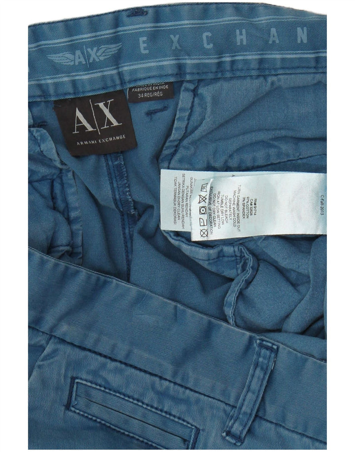 ARMANI EXCHANGE Mens Slim Chino Trousers W34 L32 Blue Cotton