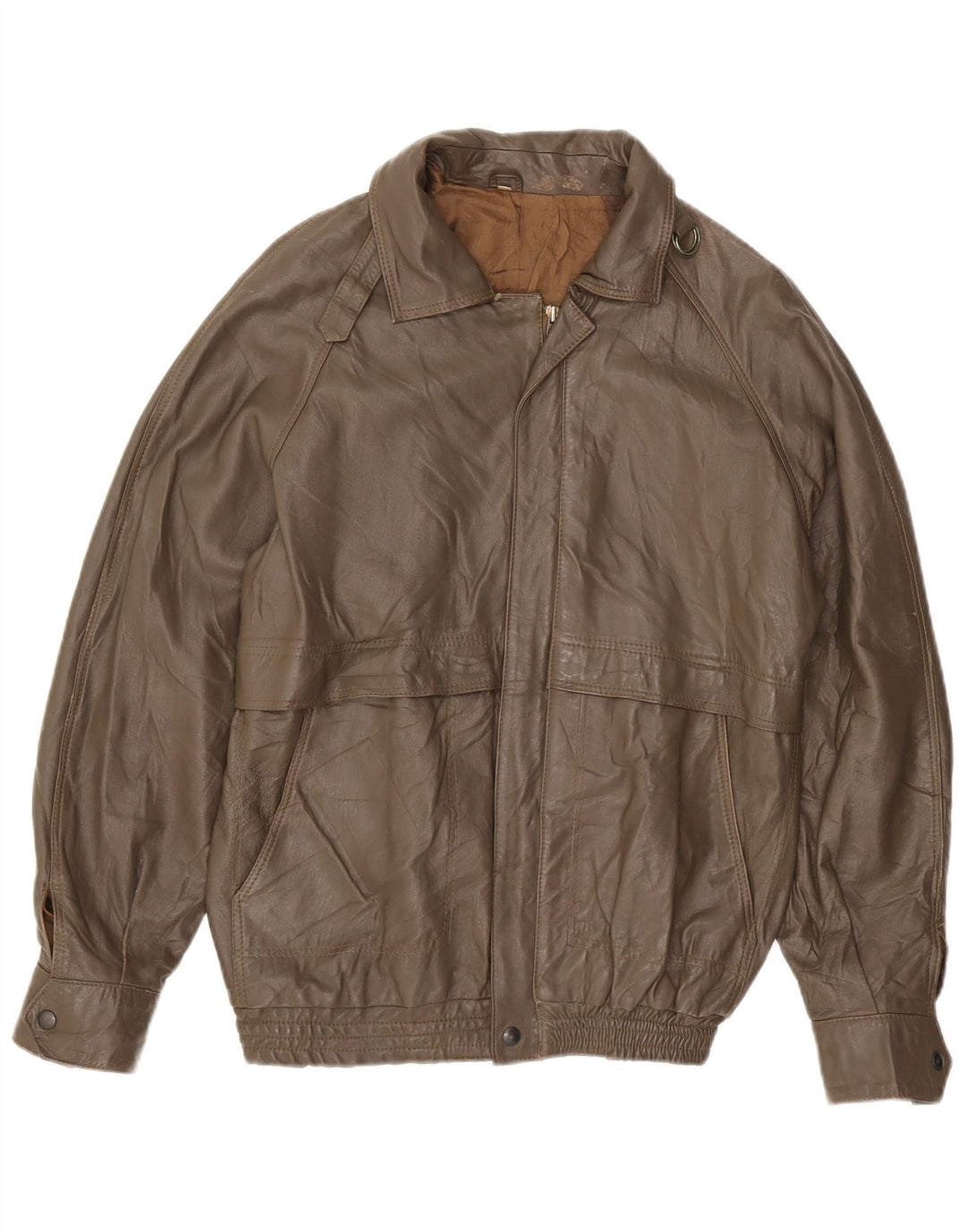 VINTAGE Mens Leather Jacket IT 48 Medium Brown