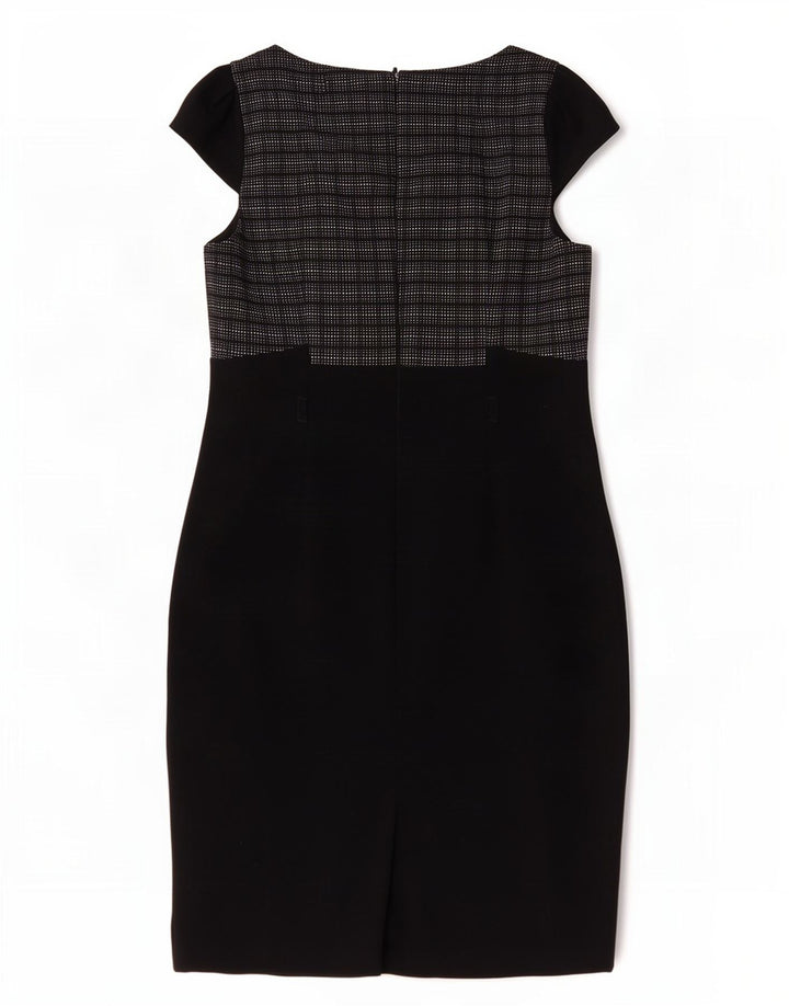 Marks & Spencer Womens Sheath Dress UK 14 Medium Black Check Polyester