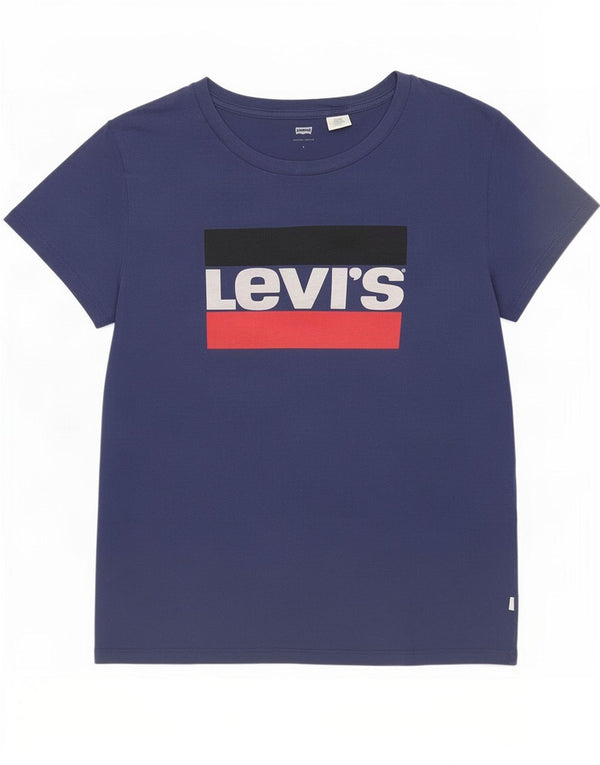 Levi's Womens Graphic T-Shirt Top UK 16 Large Navy Blue