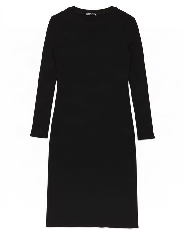 Zara Womens Jumper Dress UK 10 Small Black Viscose