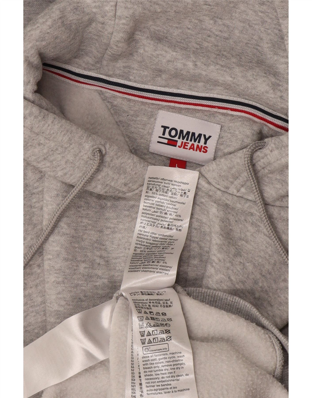 Tommy Hilfiger Mens Zip Hoodie Sweater Large Grey Cotton