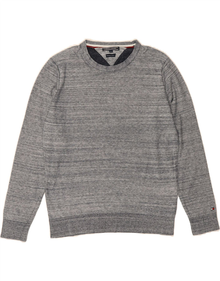 TOMMY HILFIGER Womens Crew Neck Jumper Sweater UK 14 Medium Blue Striped Vintage Tommy Hilfiger and Second-Hand Tommy Hilfiger from Messina Hembry 