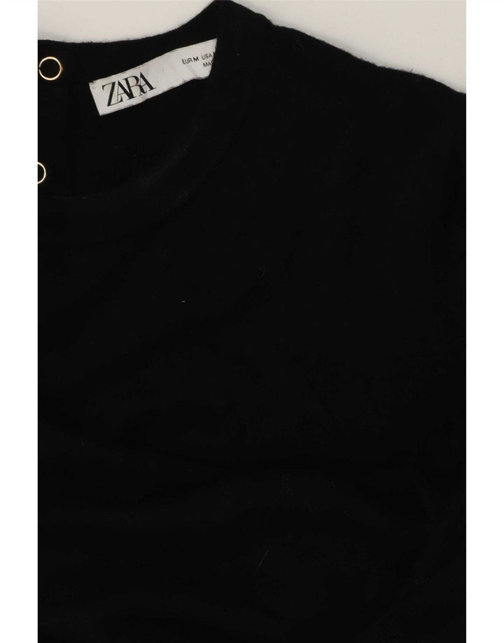 Zara Womens T-Shirt Top UK 14 Medium Black