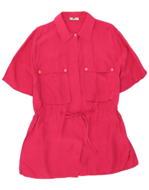 Pamela Womens Short Sleeves Shirt Dress UK 14 Medium Pink Silk