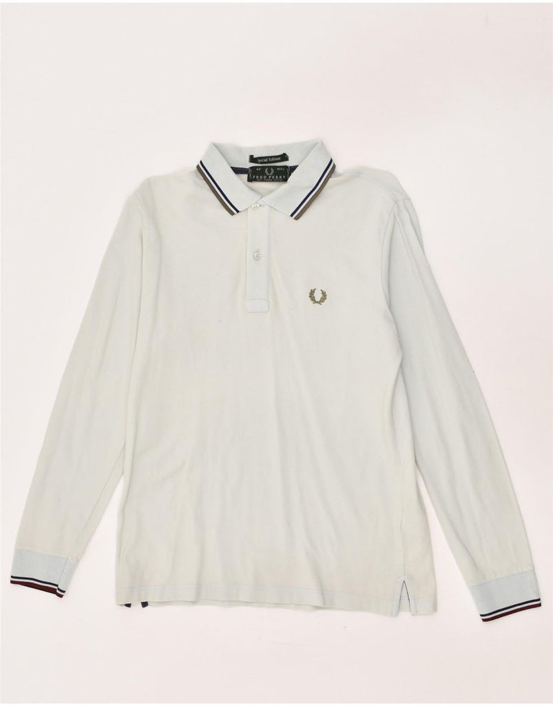 FRED PERRY Mens Special Edition Long Sleeve Polo Shirt Medium Blue Cotton | Vintage Fred Perry | Thrift | Second-Hand Fred Perry | Used Clothing | Messina Hembry 