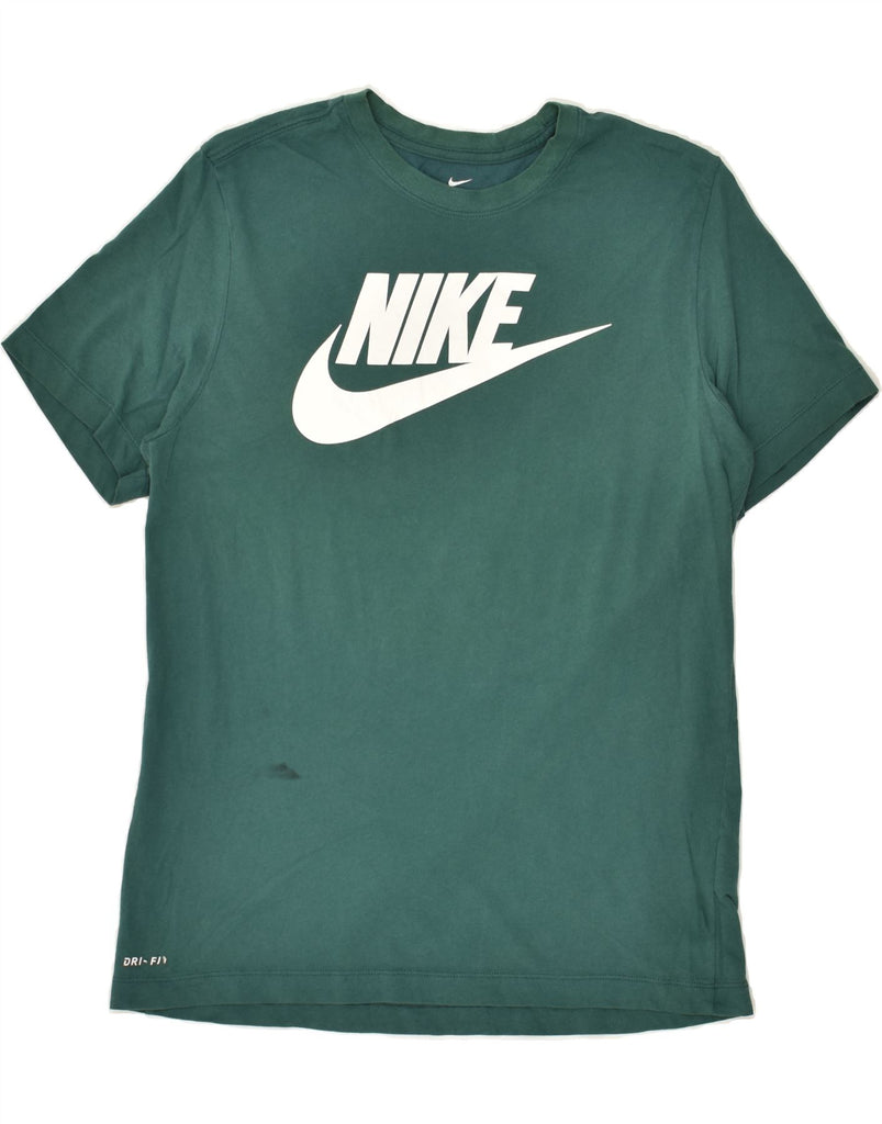 NIKE Mens Dri Fit Graphic T-Shirt Top Medium Green Cotton | Vintage Nike | Thrift | Second-Hand Nike | Used Clothing | Messina Hembry 