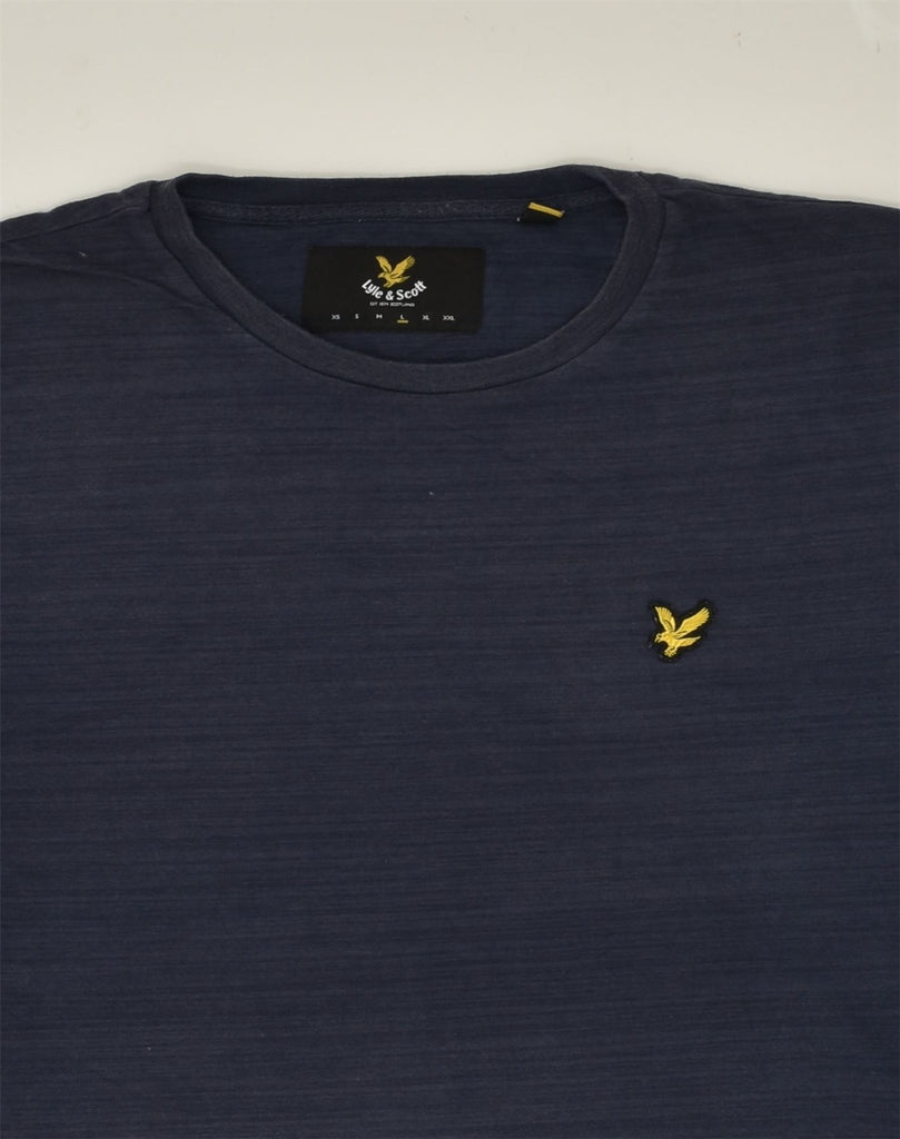 LYLE & SCOTT Mens T-Shirt Top Large Navy Blue Cotton | Vintage Lyle & Scott | Thrift | Second-Hand Lyle & Scott | Used Clothing | Messina Hembry 