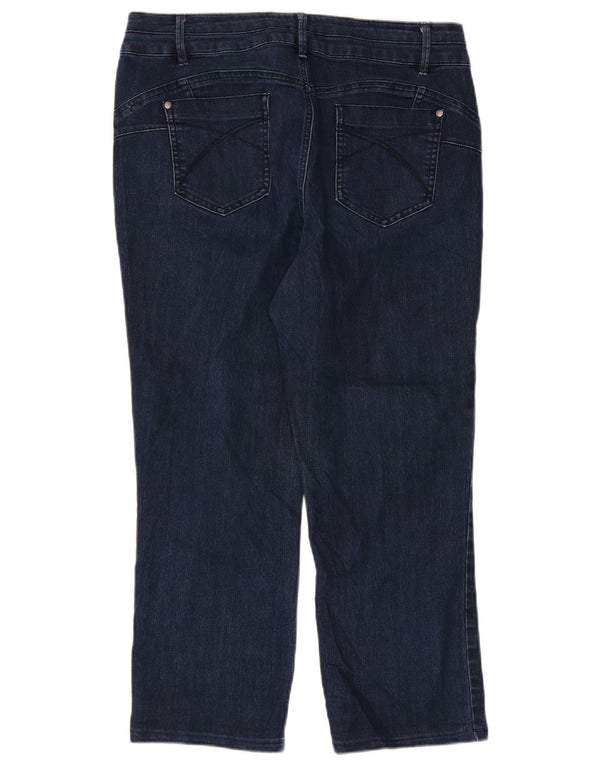 M&Co Womens Petite Cropped Jeans UK 16 Large W34 L23 Navy Blue Cotton