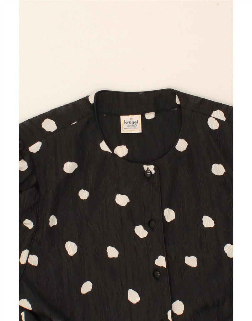 VINTAGE Womens Short Sleeve Shirt Blouse EU 40 Medium Black Spotted Vintage Vintage and Second-Hand Vintage from Messina Hembry 