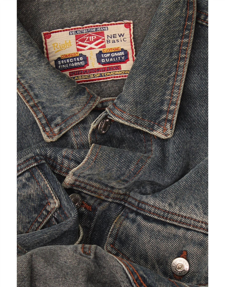 Zip Mens Denim Jacket UK 40 Large Blue