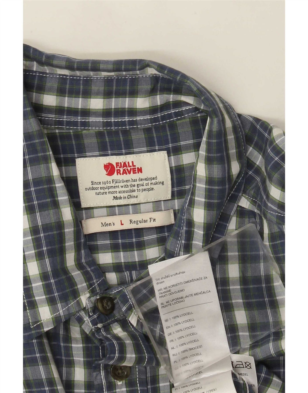 Fjall Raven Mens Regular Fit Shirt Large Blue Check Lyocell