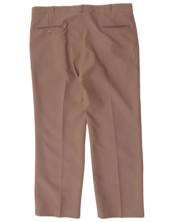 Farah Mens Pegged Suit Trousers W36 L28 Brown Polyester